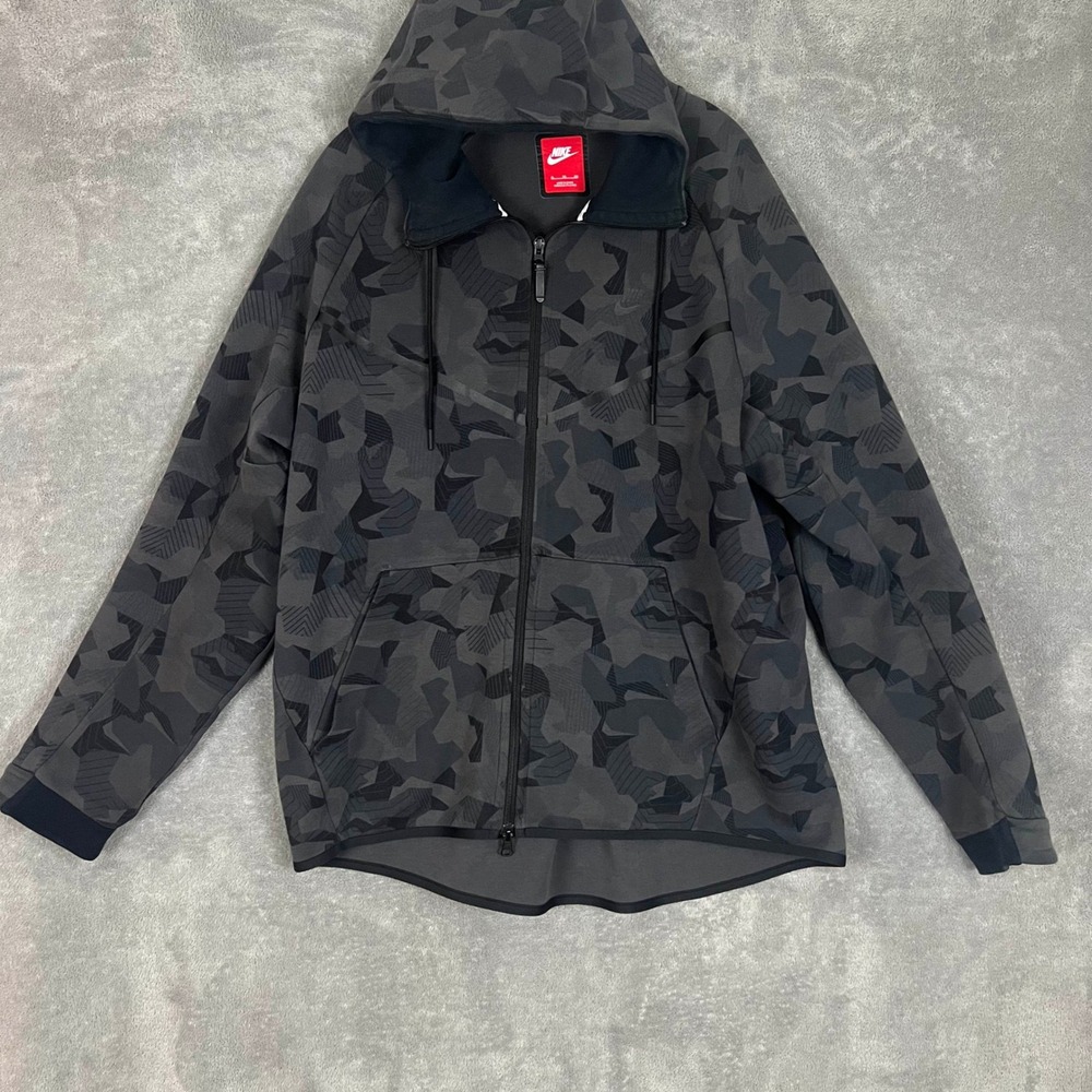 Nike Fleece Tech Windrunnder Mens XL Full Zip Grey Camo Performance